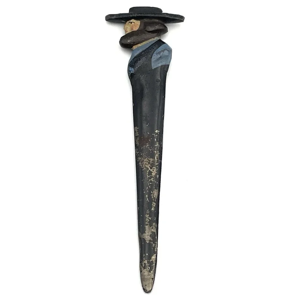 Vintage 1930s Cast Iron Amish Man Letter Opener Figural Folk‎ Art 6